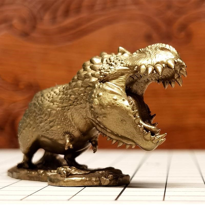 不二马大叔张嘴暴王龙黄铜手办摆件实心手把件高端收藏品镇宅招财