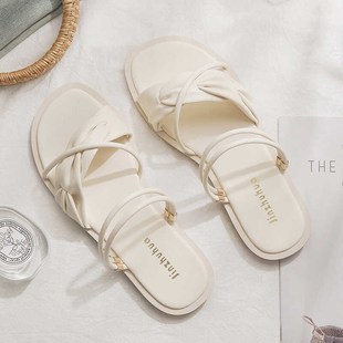 晚晚鞋 夏季 温柔仙女风配裙子百搭法式 女2024新款 绝美凉鞋 羊皮版