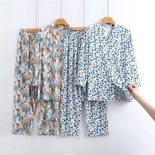 套装 直筒裤 奶奶家居服 妈妈立领开衫 中老年棉绸睡衣女2025年夏薄款