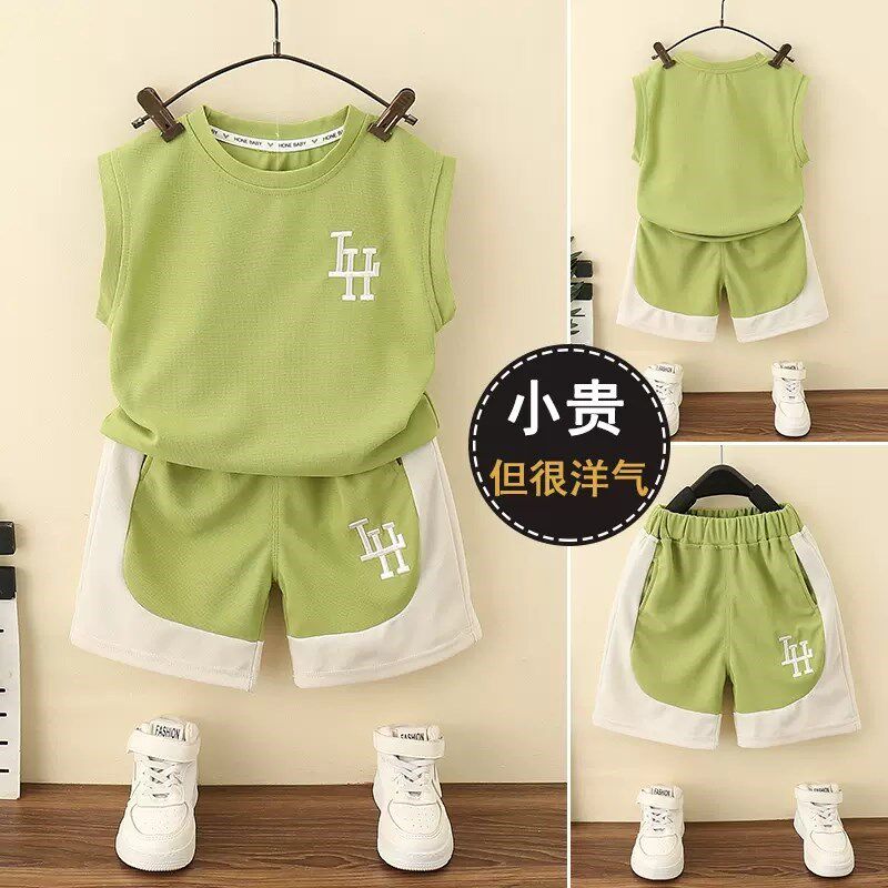 小男孩夏季套装帅气男宝宝夏天衣服三9两3-5-6-7-8岁男童夏装潮酷