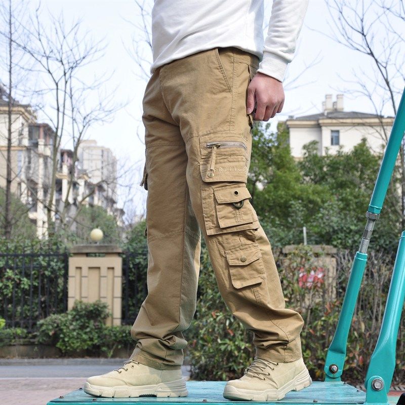 春秋季新款工装裤男军绿色潮流宽松直筒休闲长裤大码多口袋战术裤,男装,休闲裤,淘宝优惠券,粉丝福利购,淘宝优惠卷