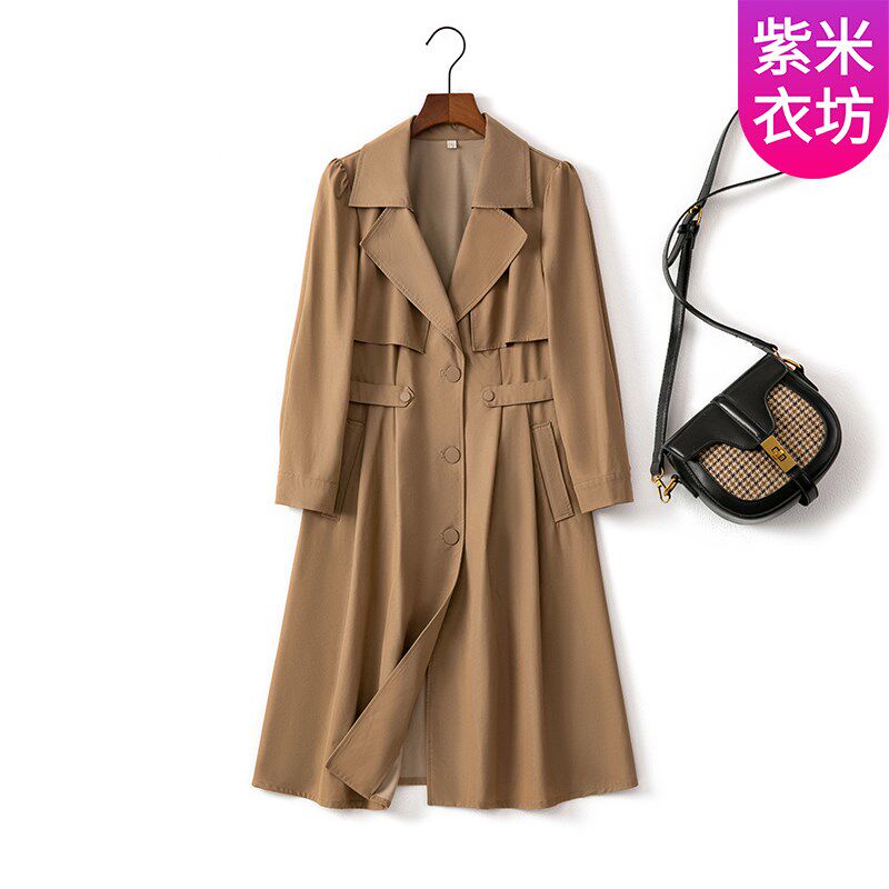 紫米衣坊风衣女薄款妈妈高级感今年流行收腰显瘦气质中长款外套