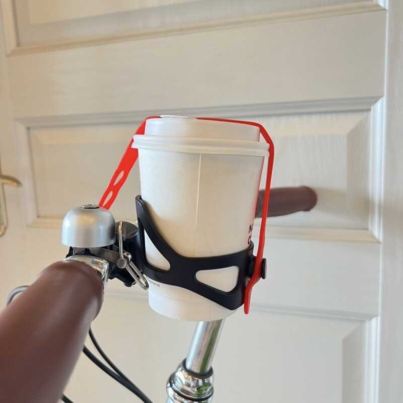 自行车杯架免打孔绑带式不怕颠奶茶咖啡杯水壶架电动车复古防抖架