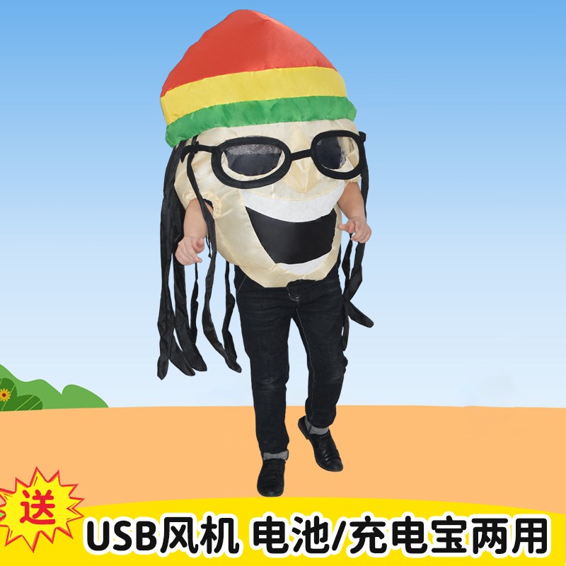 成人戴墨镜的牙买加人大胖子充气服装搞笑酒吧夜场年会表演道具衣