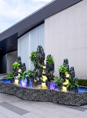 大型假山流水喷泉户外鱼池造景别墅庭院花园酒店公司阳台装饰摆饰