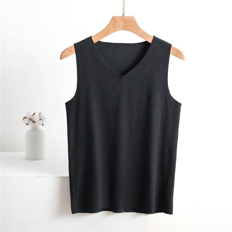 秋冬季男士德绒保暖内衣德绒大码V领加绒加厚防寒贴身打底背心男