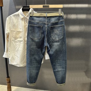 字母萝卜牛子长裤 春秋高端锥形牛仔裤 男小脚潮流百搭青年覆古时尚