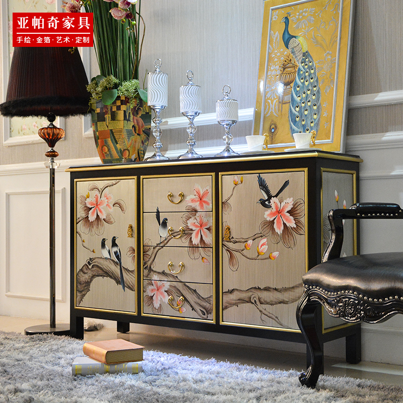 新中式装饰柜玄关柜新古典屏风隔断柜餐边柜现代客厅实木美式鞋柜