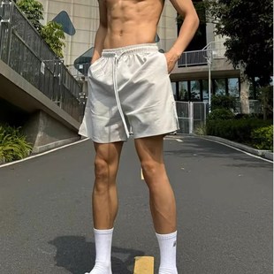运动健身跑步不过膝34四分沙滩裤 冰丝速干尼龙短裤 美式 薄款 男夏季