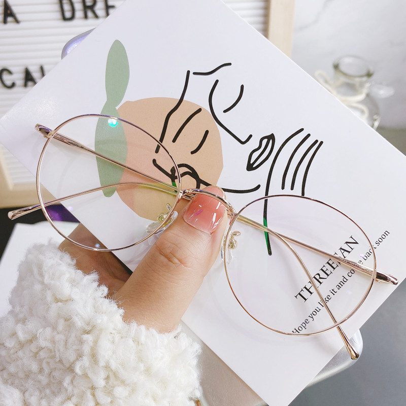 配超轻纯钛眼镜框镜架女小框复古圆形眼镜框男金丝边文艺近视眼镜