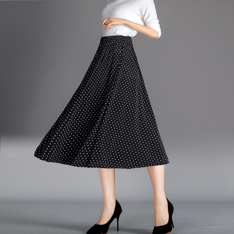 2021新款中老年半身妈妈广场跳舞裙中年女装时尚印花高腰冰丝长裙