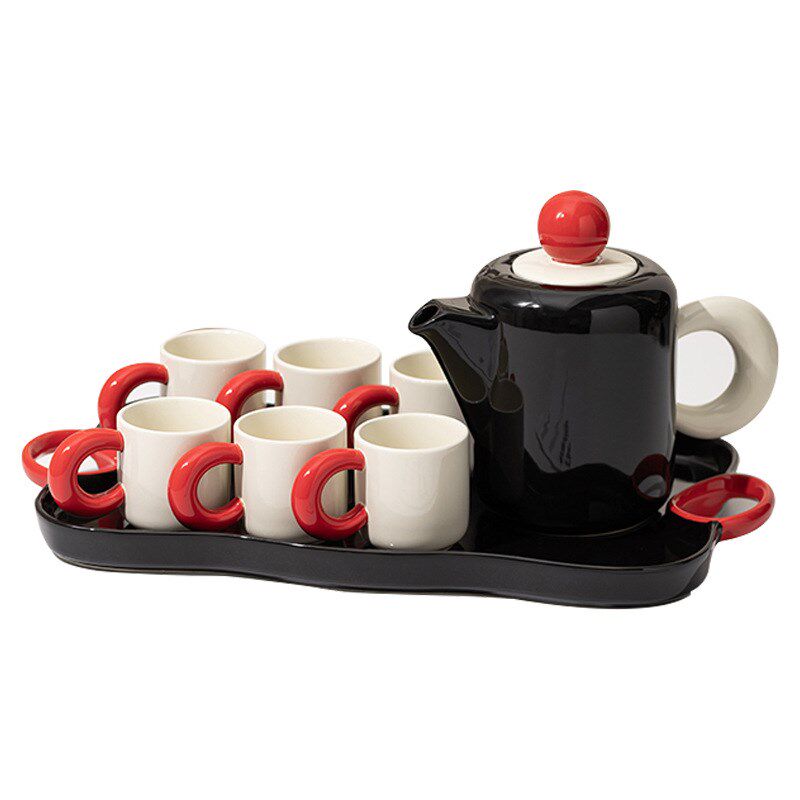 水杯套装现代家用客厅陶瓷茶具乔迁杯具轻奢杯子奶油风冷水壶高档