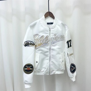春夏季新款棒球服男女潮流宽松飞行夹克刺绣标志贴标拉链修身外套
