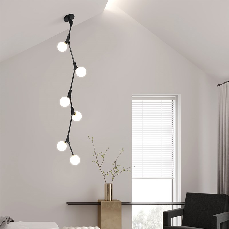 斜顶房卧室床头吊灯现代简约创意玻璃圆球尖顶斜面书房斜坡屋顶灯