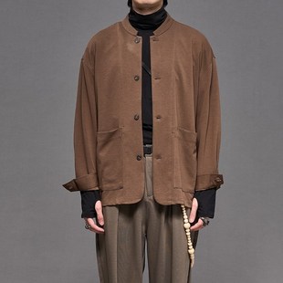 高品质 男外套山本耀司风立领百搭西服 日系复古春秋休闲针织西装