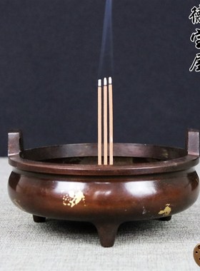 铜香炉纯铜大号家用室内供佛供奉香薰炉焚香炉檀香线香炉宣德炉