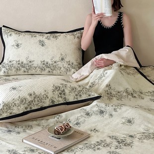 HJ高级感全棉水洗棉印花夏被空调被夹棉床笠款 床上用品2025新款