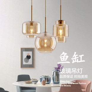 创意个性玻璃圆球型吊灯北欧简约单头后现代餐厅吧台店铺客厅灯饰