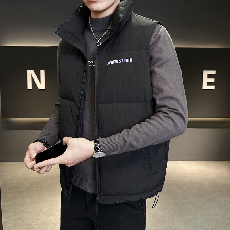 秋冬季工装立领羽绒马甲外套男潮牌潮流短款轻薄保暖背心坎肩外穿