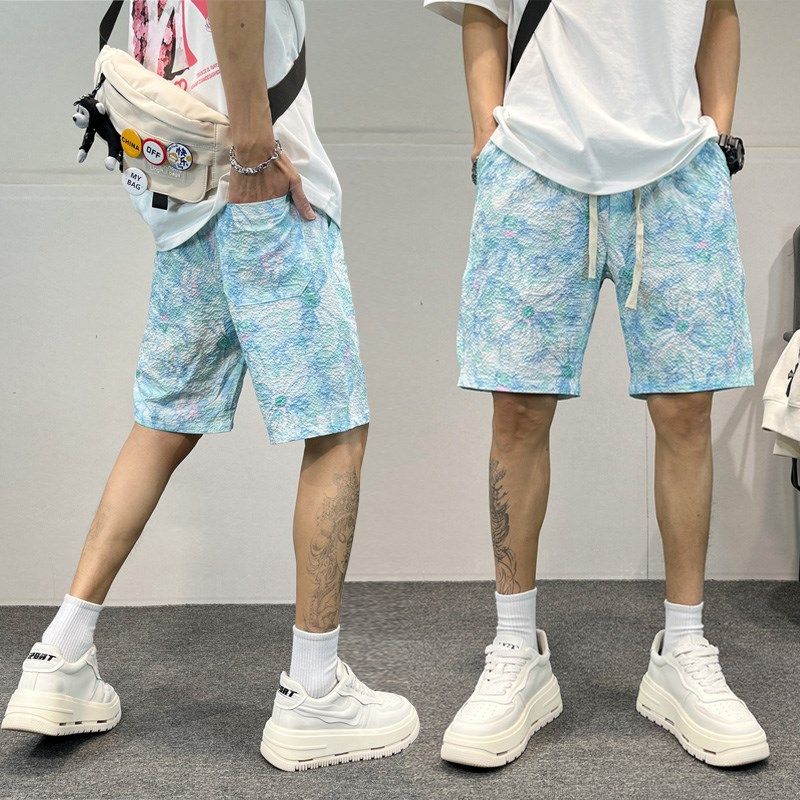 男士夏季短裤潮流印花凉爽沙滩裤宽松五分裤青少年运动透气大裤衩,男装,短裤,淘宝优惠券,粉丝福利购,淘宝优惠卷