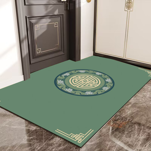 新中式入户门皮革地垫玄关进门口家用防滑脚垫可擦免洗可裁剪地毯