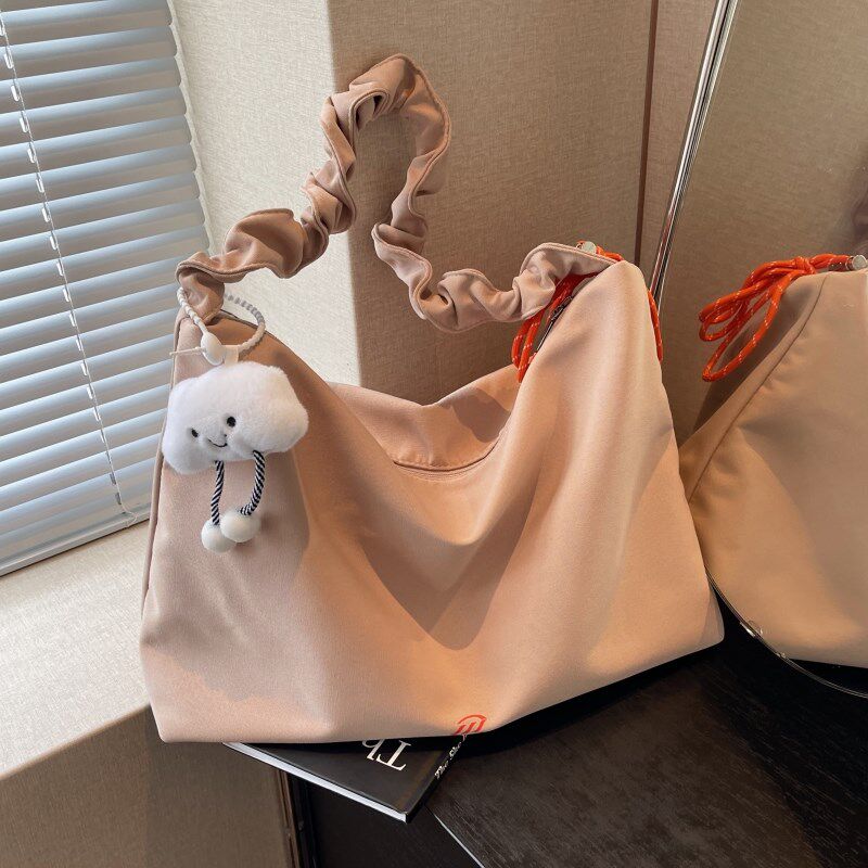 休闲慵懒风帆布包包女简约韩版大容量单肩包学生上课通勤斜挎大包