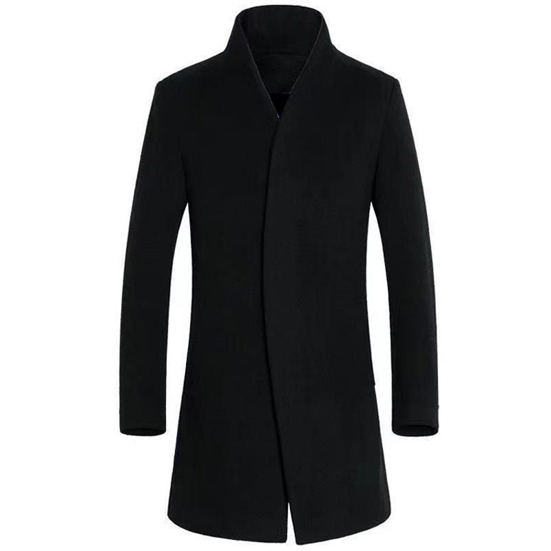 男士毛呢子中长款大衣秋冬立领呢子风衣商务休闲修身韩版外套潮