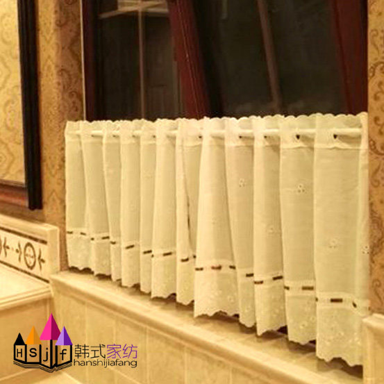 成品韩式涤棉刺绣布艺门帘咖啡帘半帘窗帘穿杆帘卧室厨房挂帘遮光