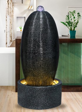 招财福蛋流水喷泉客厅循环办公室简约造景装饰室内加湿器落地摆件