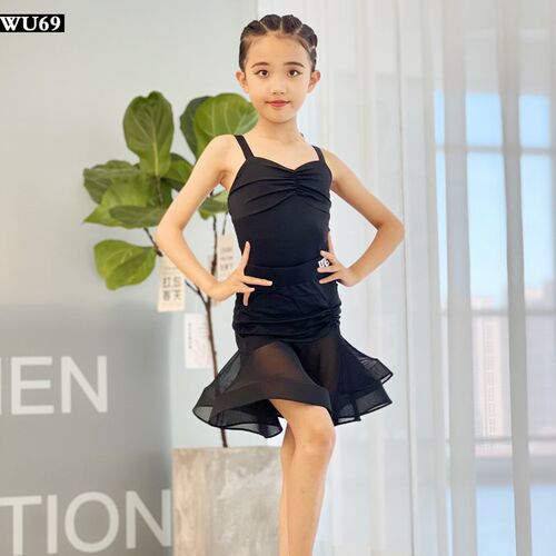 专业拉丁舞练功服女夏季新品吊带舞蹈裙套装少儿童拉丁舞表演出服