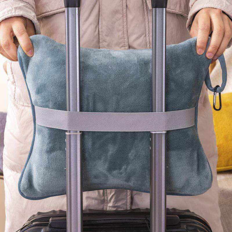法兰绒旅行休闲飞机毛毯小毯子护腿披肩办公室午休可携式收纳抱枕