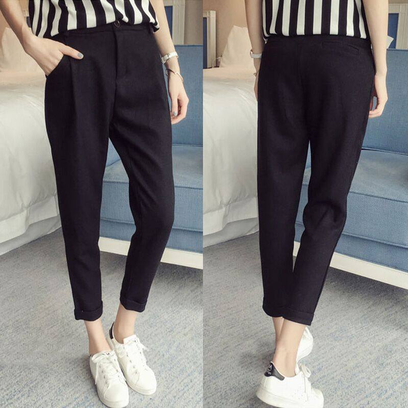 加肥加大码女装裤子200斤 胖mm宽松春夏装哈伦裤九分裤小脚裤西裤