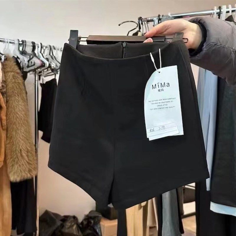 黑色超高腰短裤女韩版2024新款春夏百搭显瘦显高修身弹力a字热裤