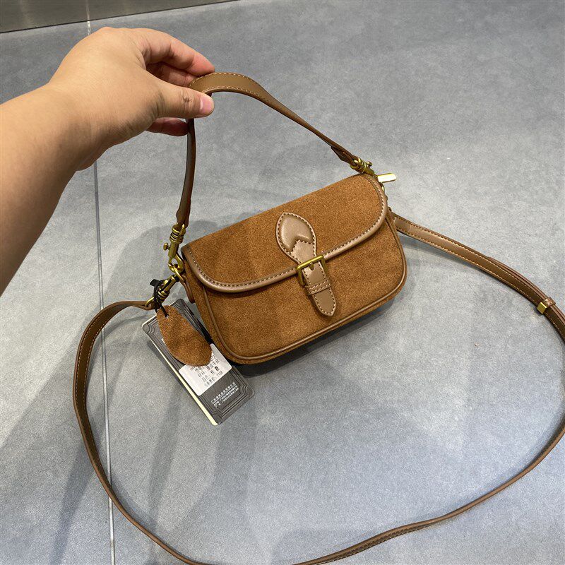 棕色磨砂腋下包包女式2024新款高级感小众单肩包斜挎手提包56072