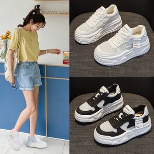 内增高女鞋夏季厚底网鞋2024新款白底休闲运动鞋搭配裙子穿的鞋子