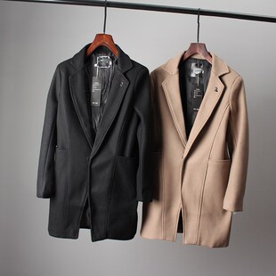毛呢大衣男士青年秋冬季韩版潮流帅气翻领中长款呢子风衣外套男装