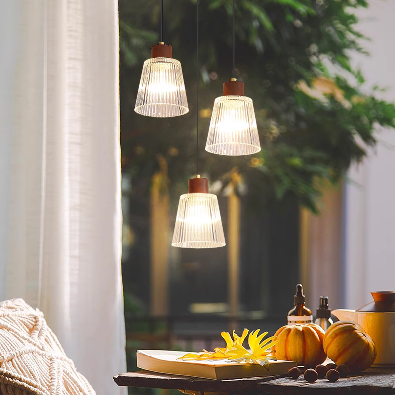 卧室床头吊灯轻奢新款创意复古黄铜黑胡桃实木吧台餐厅长线小吊灯