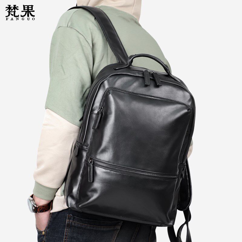 真皮双肩包男士商务休闲头层牛皮旅行背包电脑包女士潮流日韩书包