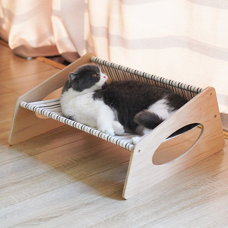 猫咪午睡木质床猫咪吊床宠物窝离地防潮宠物床四季通用宠物用品