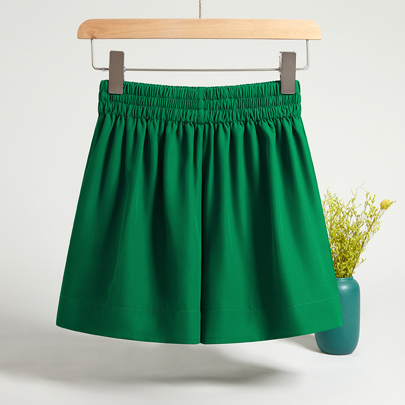 西装短裤女夏薄款火龙果色松紧腰女裤小个子高腰a字阔腿裤外穿潮