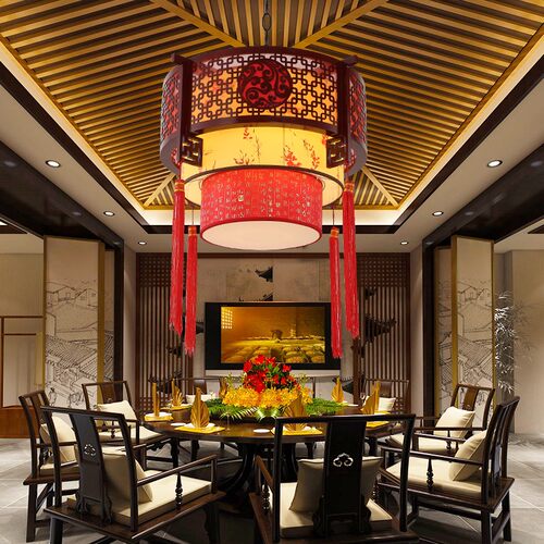 中式灯仿古茶楼餐厅火锅店羊皮小吊灯中国风饭店过道灯走廊灯笼