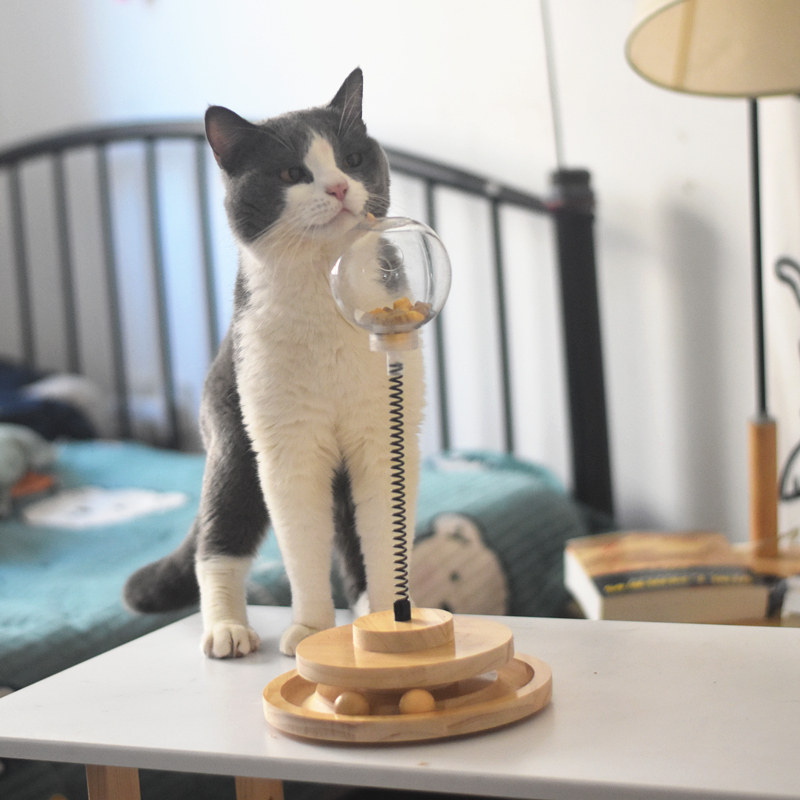 漏食球弹簧逗猫棒解闷猫转盘狗狗漏食慢食器摇摆益智宠物自嗨玩具