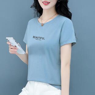 短袖女t恤圆领灰色夏季2025年新款高腰宽松韩版短款棉上衣百搭h