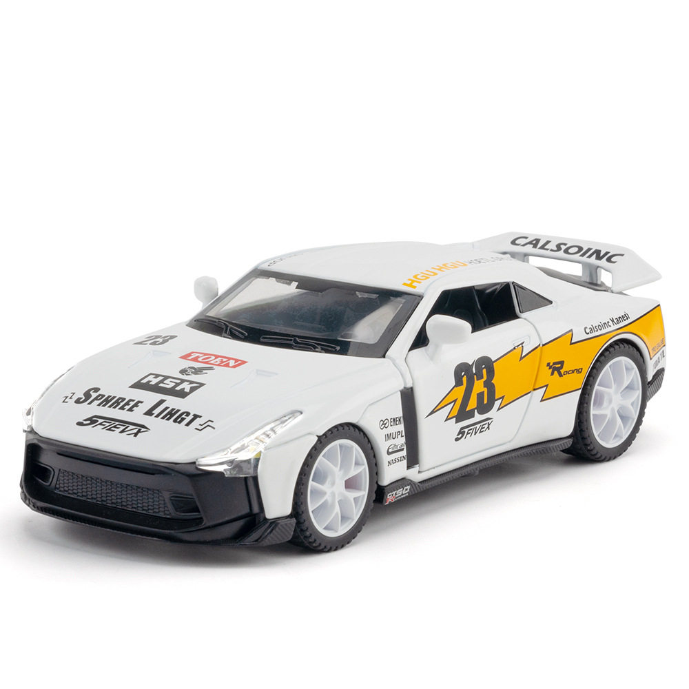 【盒装】众源兴1:32日铲GTR R50闪电赛道版合金赛车模型摆件儿童