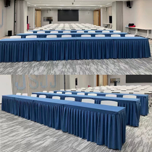 会议桌布长方形长条室桌商务展会桌套罩意大利绒定制绒布布艺桌裙