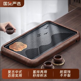 小型仿乌金石办公室干泡茶台茶具沥水茶托盘茶几 茶盘家用2025新款