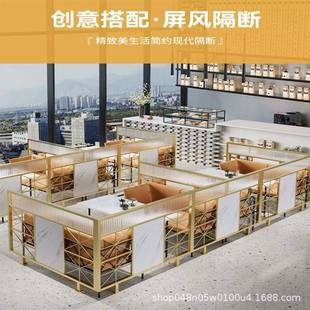 餐厅火锅过道长虹玻璃铁艺隔断玻璃围栏奶茶饭店网格矮墙卡座轻奢