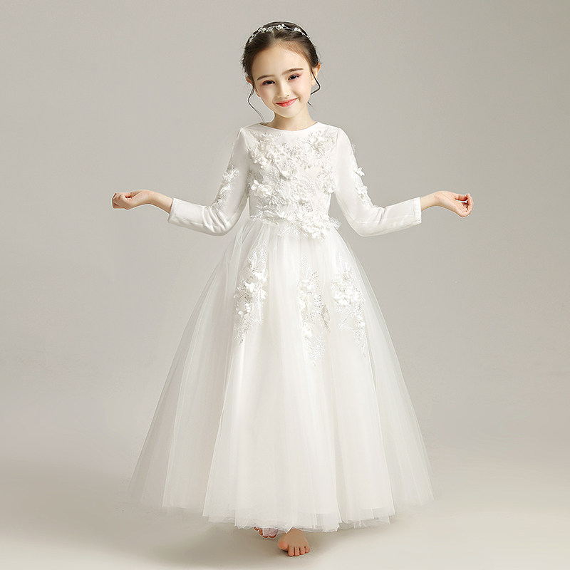 儿童礼服公主裙长袖加绒婚纱小花童结婚礼裙主持人钢琴演出服高端,童装/婴儿装/亲子装,儿童礼服,淘宝优惠券,粉丝福利购,淘宝优惠卷
