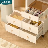 法式 奶油风衣柜梳妆台一体家用卧室带穿衣镜小户型衣帽架衣橱9A29