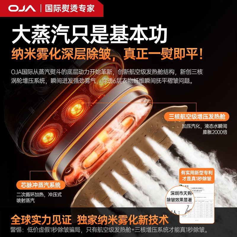 OJA手持挂烫机家用小型2024新款熨烫机蒸汽电熨斗宿舍烫衣服神器